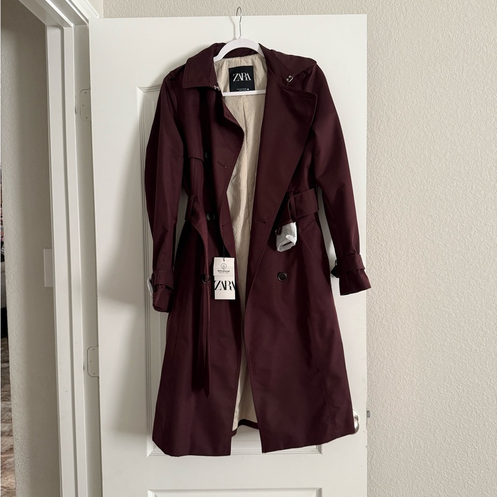 Zara Maroon Water-Repellent Coat